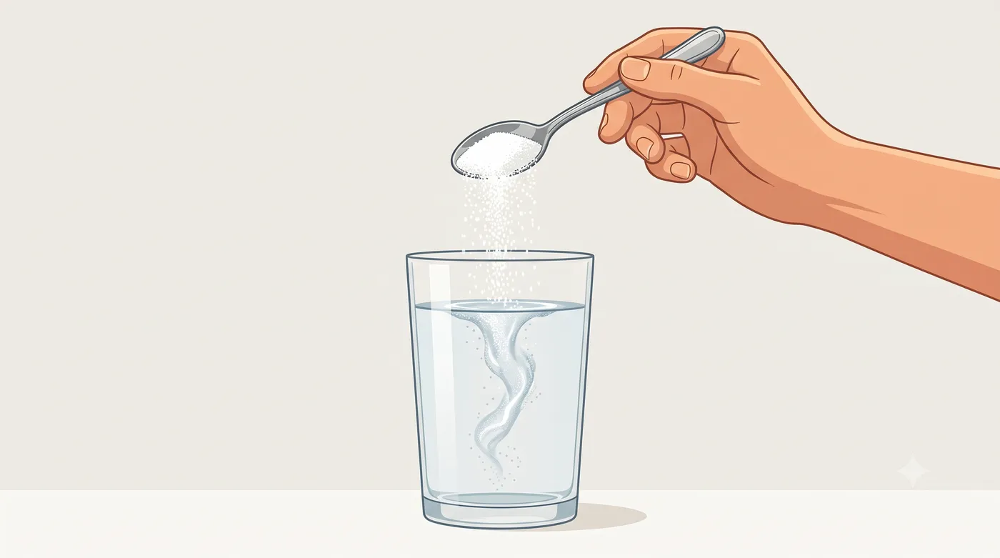 El azúcar desaparece: sus moléculas se van soltando unas de otras y se reparten por el agua.