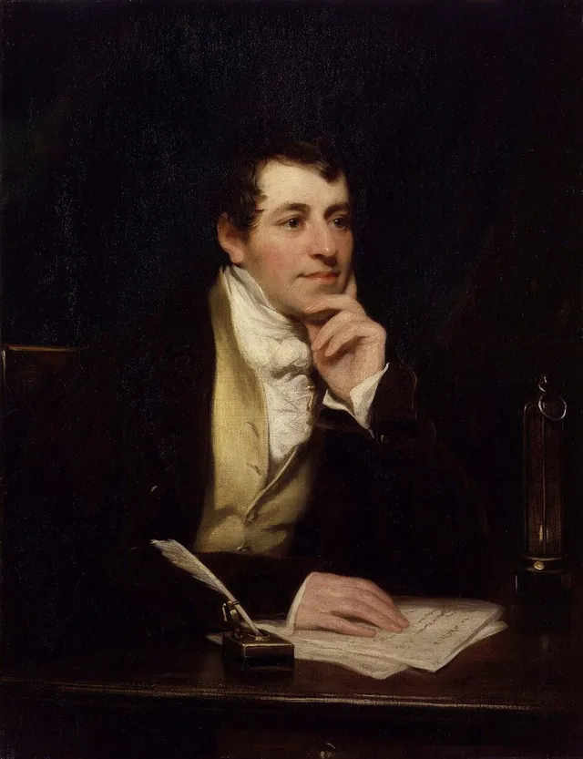 Humphry Davy, que sacó el sodio y el potasio con la corriente de una pila (retrato de Thomas Phillips, 1821)