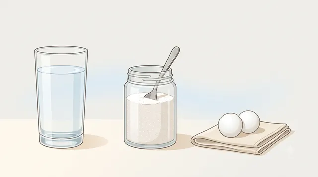 Todo lo que hay aquí está hecho de moléculas: el agua del vaso, el azúcar del tarro, las bolas de naftalina… y el aire de alrededor. Un líquido, dos sólidos y un gas.