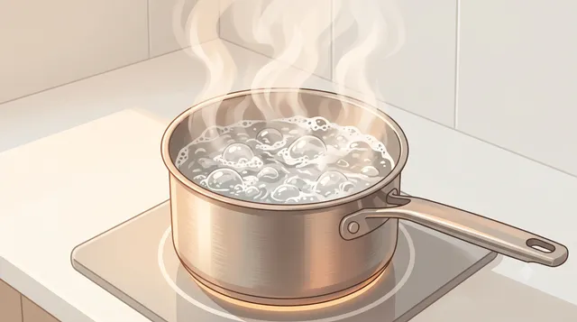 El agua hierve y se va del cazo en forma de vapor. Lo que sale son moléculas de agua enteras: ni un enlace roto, y por eso el vapor sigue siendo agua.