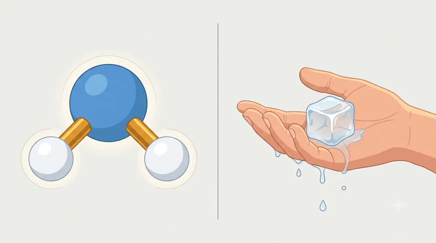 Lo de la izquierda es fortísimo: romperlo cuesta cientos de kilojulios. Lo de la derecha se deshace con el calor de una mano. Y las dos cosas son agua.